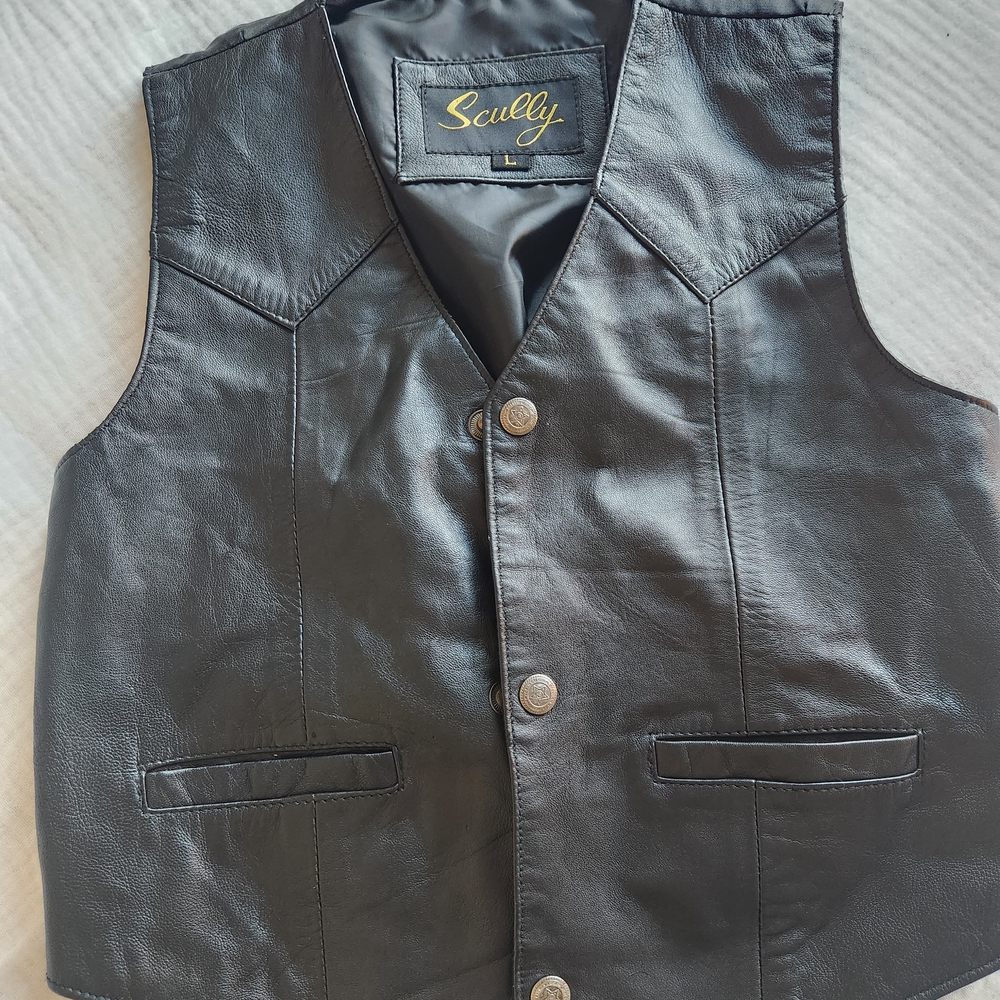 Scully Black Leather Kids Vest